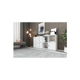 BK Concept ŞFN-1030-Ç Beyaz 130 cm Raflı Dolaplı Çekmeceli Şifonyer
