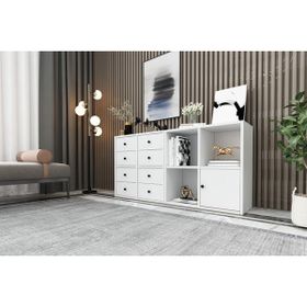 BK Concept ŞFN-1030-Ç Beyaz 130 cm Raflı Dolaplı Çekmeceli Şifonyer