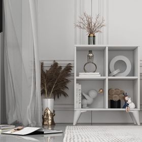 BK Concept ŞFN-1069 Ayaklı Raflı Beyaz Şifonyer