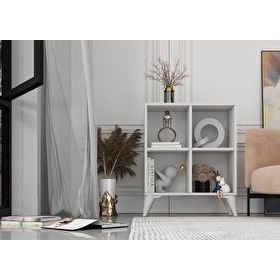 BK Concept ŞFN-1069 Ayaklı Raflı Beyaz Şifonyer