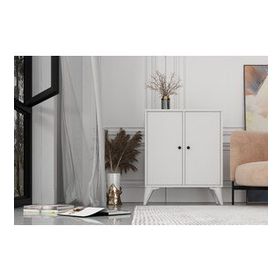 BK Concept ŞFN-1076-Ç Çıtasız Ayaklı İki Kapaklı Beyaz Şifonyer