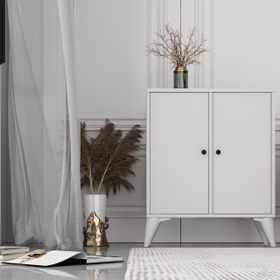 BK Concept ŞFN-1076-Ç Çıtasız Ayaklı İki Kapaklı Beyaz Şifonyer