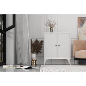 BK Concept ŞFN-1076-Ç Çıtasız Ayaklı İki Kapaklı Beyaz Şifonyer