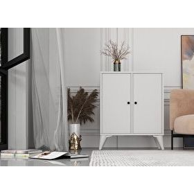 BK Concept ŞFN-1076-Ç Çıtasız Ayaklı İki Kapaklı Beyaz Şifonyer