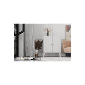 BK Concept ŞFN-1076-Ç Çıtasız Ayaklı İki Kapaklı Beyaz Şifonyer