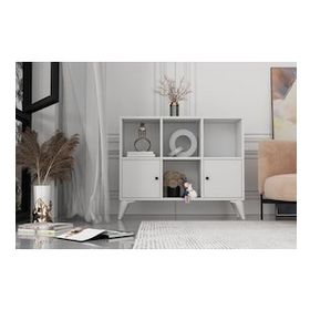 BK Concept ŞFN-1079-Ç Çıtasız Ayaklı İki Kapaklı Beyaz Şifonyer