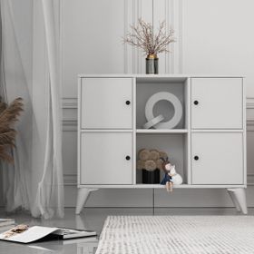 BK Concept ŞFN-1080-Ç Çıtasız Ayaklı Dört Kapaklı Beyaz Şifonyer