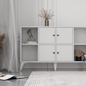 BK Concept ŞFN-1092-Ç Çıtasız Ayaklı Dört Kapaklı Beyaz Şifonyer
