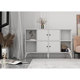 BK Concept ŞFN-1092-Ç Çıtasız Ayaklı Dört Kapaklı Beyaz Şifonyer