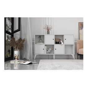 BK Concept ŞFN-1096-Ç Çıtasız Ayaklı Dört Kapaklı Beyaz Şifonyer