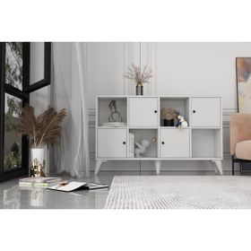 BK Concept ŞFN-1096-Ç Çıtasız Ayaklı Dört Kapaklı Beyaz Şifonyer