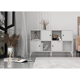 BK Concept ŞFN-1096-Ç Çıtasız Ayaklı Dört Kapaklı Beyaz Şifonyer