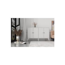 BK Concept ŞFN-1098-Ç Çıtasız Ayaklı Dört Kapaklı Beyaz Şifonyer