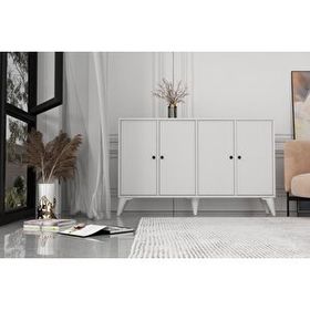 BK Concept ŞFN-1098-Ç Çıtasız Ayaklı Dört Kapaklı Beyaz Şifonyer