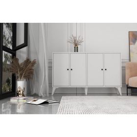 BK Concept ŞFN-1098-Ç Çıtasız Ayaklı Dört Kapaklı Beyaz Şifonyer