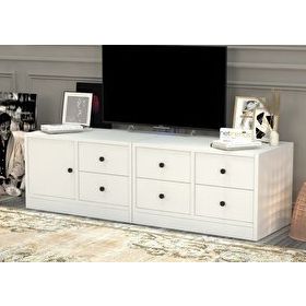 BK Concept TV-1011-Ç Beyaz 130 cm Dolaplı Çekmeceli Tv Ünitesi
