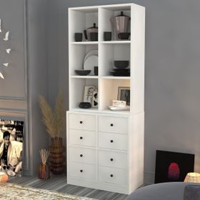 BK Concept VTR-1015-Ç Beyaz 65 cm Raflı Çekmeceli Vitrin
