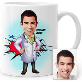 BK Doktor Karikatürlü Beyaz Kupa Bardak