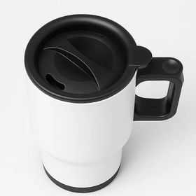 BK Gift 1-450 ml Coffee Tasarımlı Kulplu Beyaz Çelik Termos