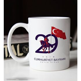 BK Gift 100 Yıl Hediyesi 29 Ekim Temalı 4 Beyaz Kupa