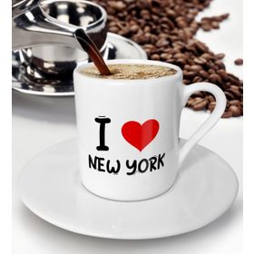 BK Gift Beyaz Love New York Tasarımlı Türk Kahvesi Fincanı