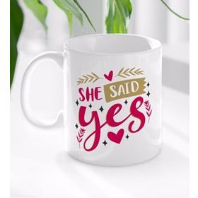BK Gift Beyaz She Said Yes Tasarımlı 3 Kupa