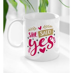 BK Gift Beyaz She Said Yes Tasarımlı 3 Kupa