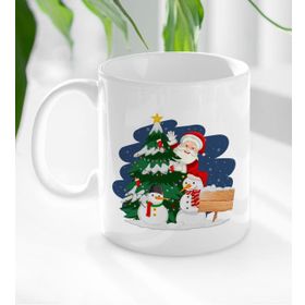 BK Gift Beyaz Yılbaşı Tasarımlı 1 Kupa