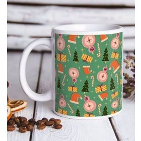 BK Gift Beyaz Yılbaşı Tasarımlı Kupa