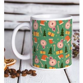 BK Gift Beyaz Yılbaşı Tasarımlı Kupa