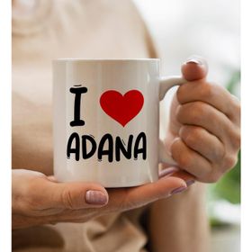 BK Gift I Love Adana Tasarımlı Beyaz Kupa Bardak