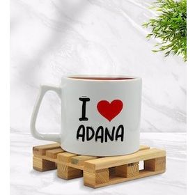 BK Gift I Love Adana Tasarımlı Middle Beyaz Kupa Bardak