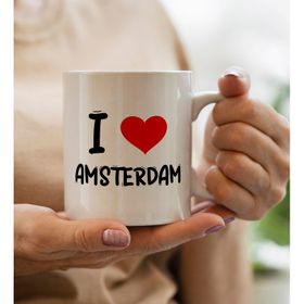 BK Gift I Love Amsterdam Tasarımlı Beyaz Kupa Bardak
