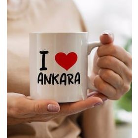 BK Gift I Love Ankara Tasarımlı Beyaz Kupa Bardak