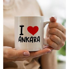 BK Gift I Love Ankara Tasarımlı Beyaz Kupa Bardak