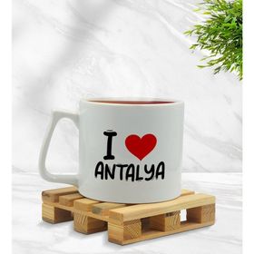 BK Gift I Love Antalya Tasarımlı Middle Beyaz Kupa Bardak