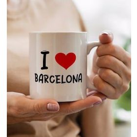 BK Gift I Love Barcelona Tasarımlı Beyaz Kupa Bardak