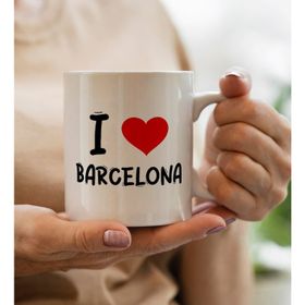 BK Gift I Love Barcelona Tasarımlı Beyaz Kupa Bardak