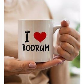 BK Gift I Love Bodrum Tasarımlı Beyaz Kupa Bardak