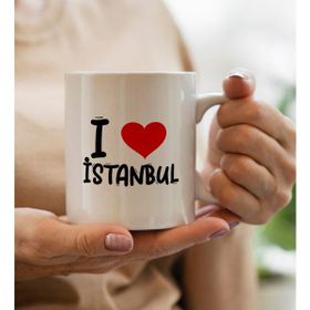BK Gift I Love İstanbul Tasarımlı Beyaz Kupa Bardak