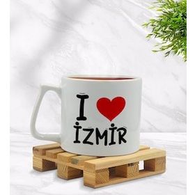 BK Gift I Love İzmir Tasarımlı Middle Beyaz Kupa Bardak