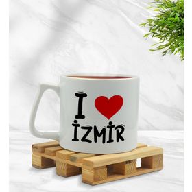 BK Gift I Love İzmir Tasarımlı Middle Beyaz Kupa Bardak