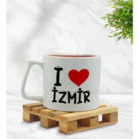 BK Gift I Love İzmir Tasarımlı Middle Beyaz Kupa Bardak