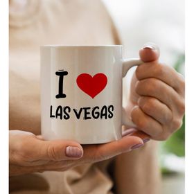 BK Gift I Love Las Vegas Tasarımlı Beyaz Kupa Bardak