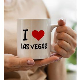 BK Gift I Love Las Vegas Tasarımlı Beyaz Kupa Bardak