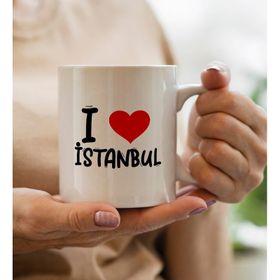 BK Gift I Love Şehir Serisi Beyaz Kupa Bardak