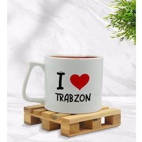 BK Gift I Love Trabzon Tasarımlı Middle Beyaz Kupa Bardak