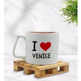 BK Gift I Love Venice Tasarımlı Middle Beyaz Kupa Bardak