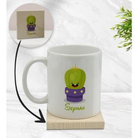 BK Gift Kişiye Özel - 10 Kaktüs Tasarımlı Beyaz Kupa Bardak