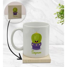 BK Gift Kişiye Özel - 10 Kaktüs Tasarımlı Beyaz Kupa Bardak